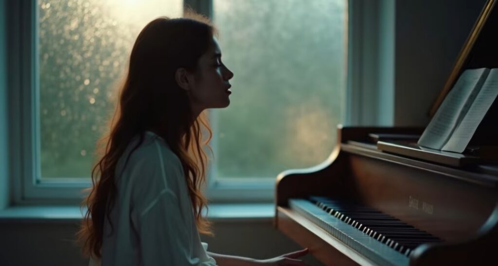 Rain has always been one of the most enduring symbols of farewell.A tender farewell whispered amidst the rain—a scene of someone playing a goodbye on the piano.
